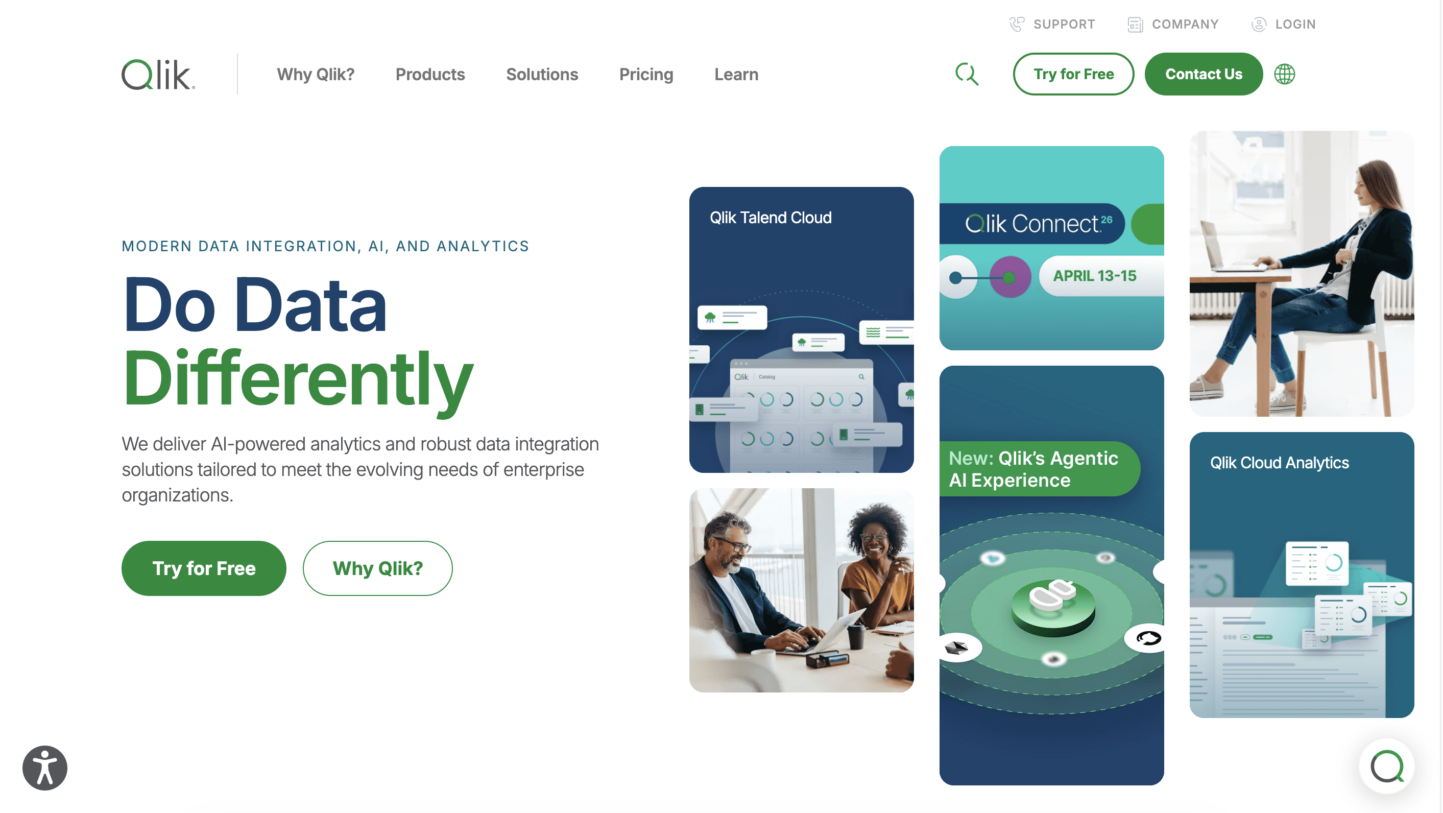 Qlik Sense dashboard showing associative data exploration and analytics insights