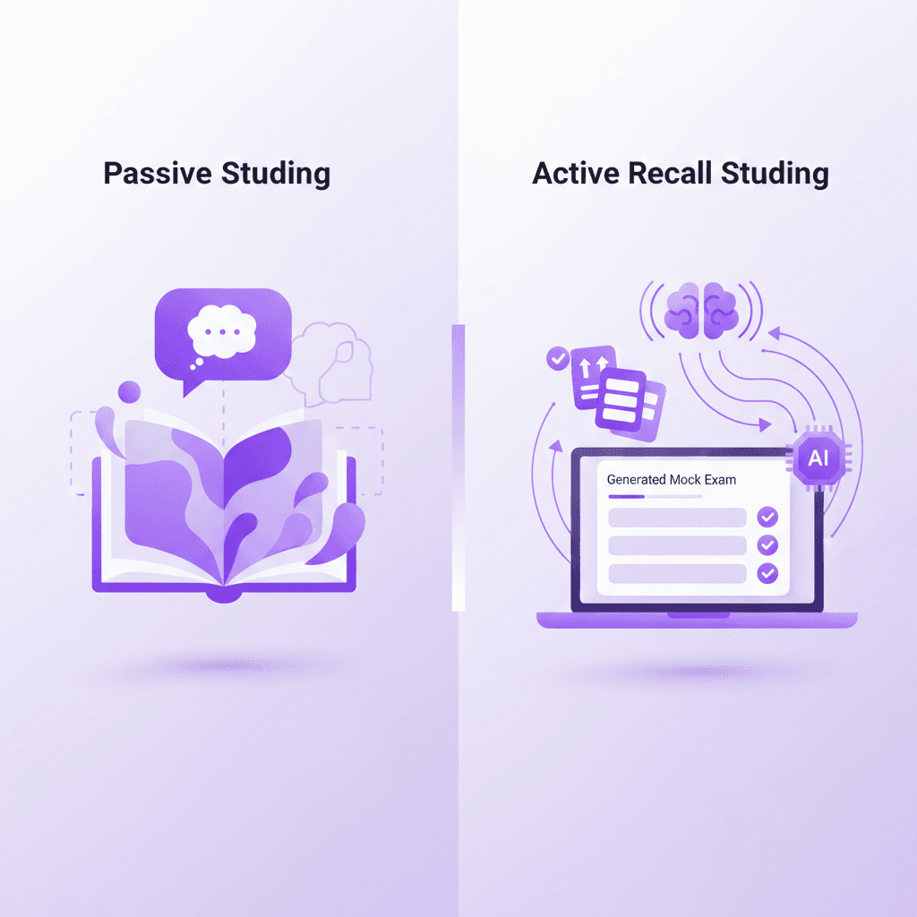 Comparison of passive studying versus active recall for language learning exams