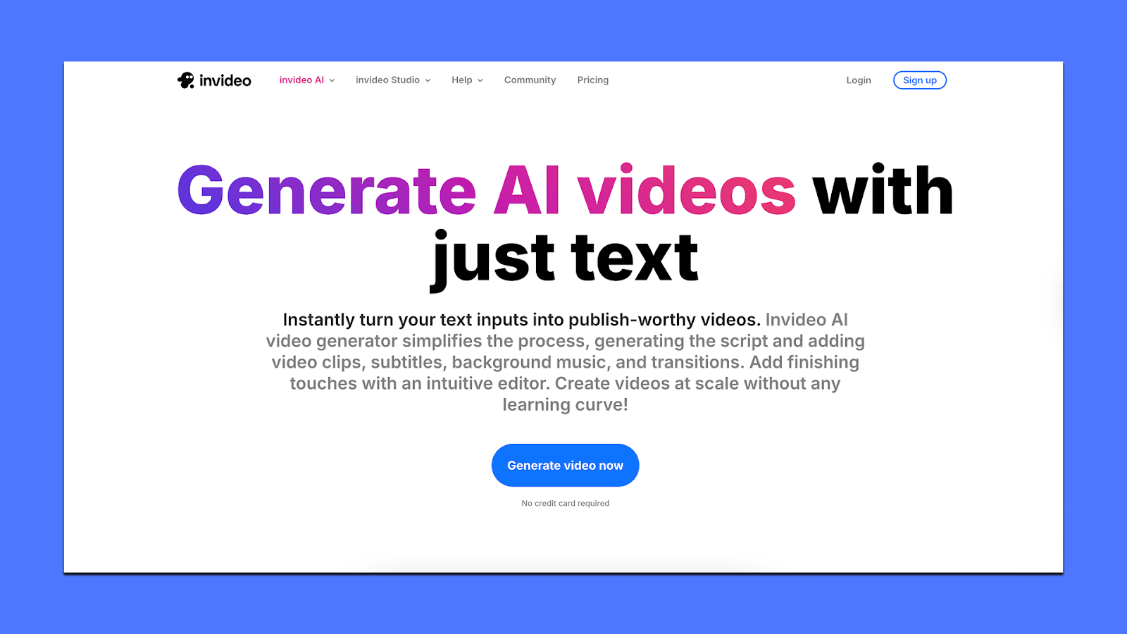 Invideo Homepage