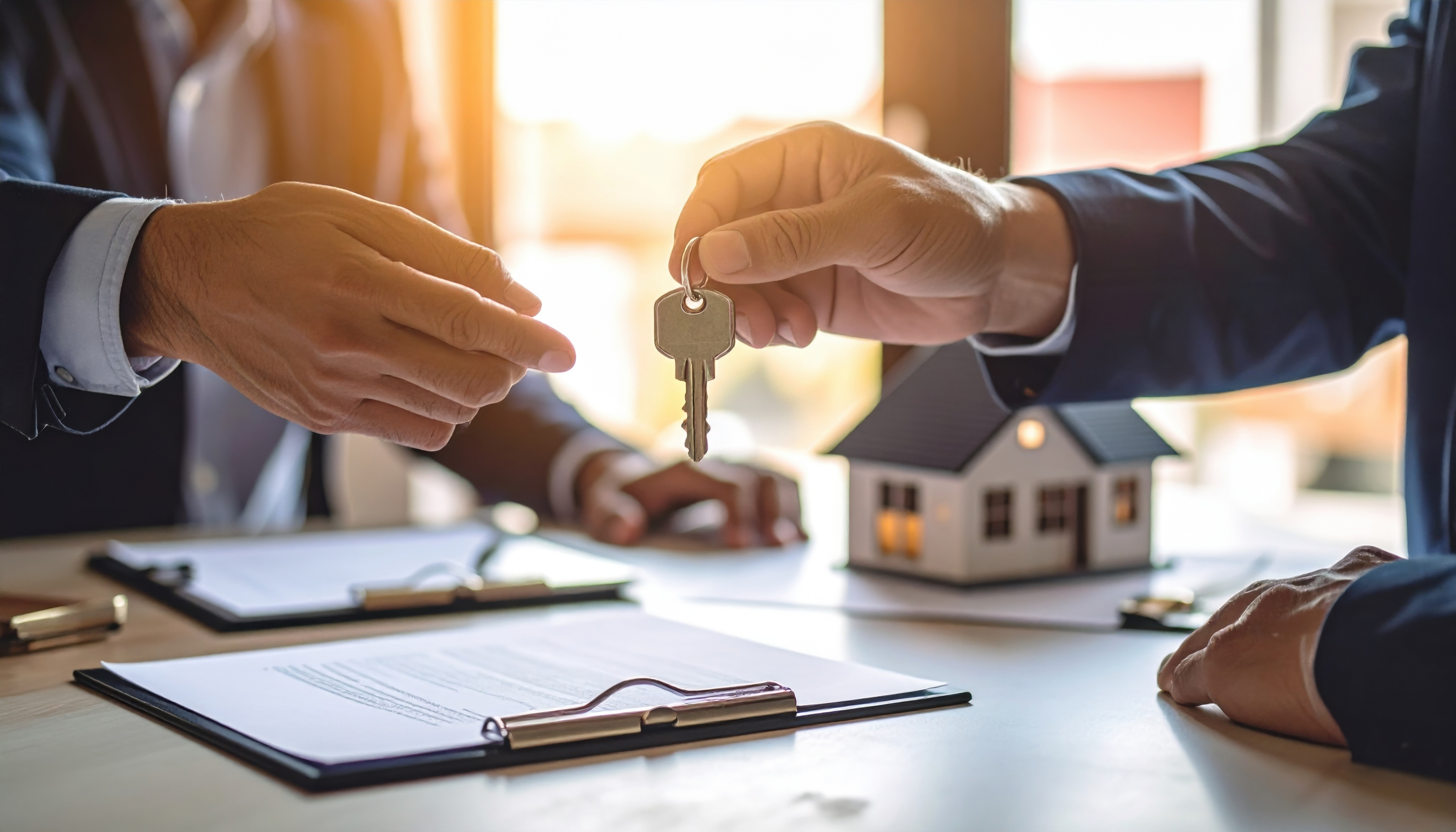 Two people working at desks in a bright, plant-filled office.