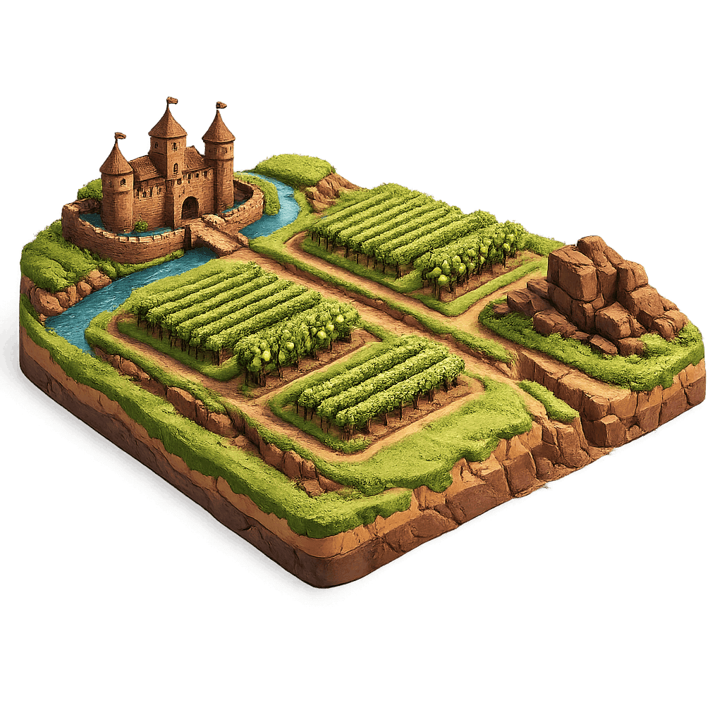 Artistic illustration of the Hageland wine region.