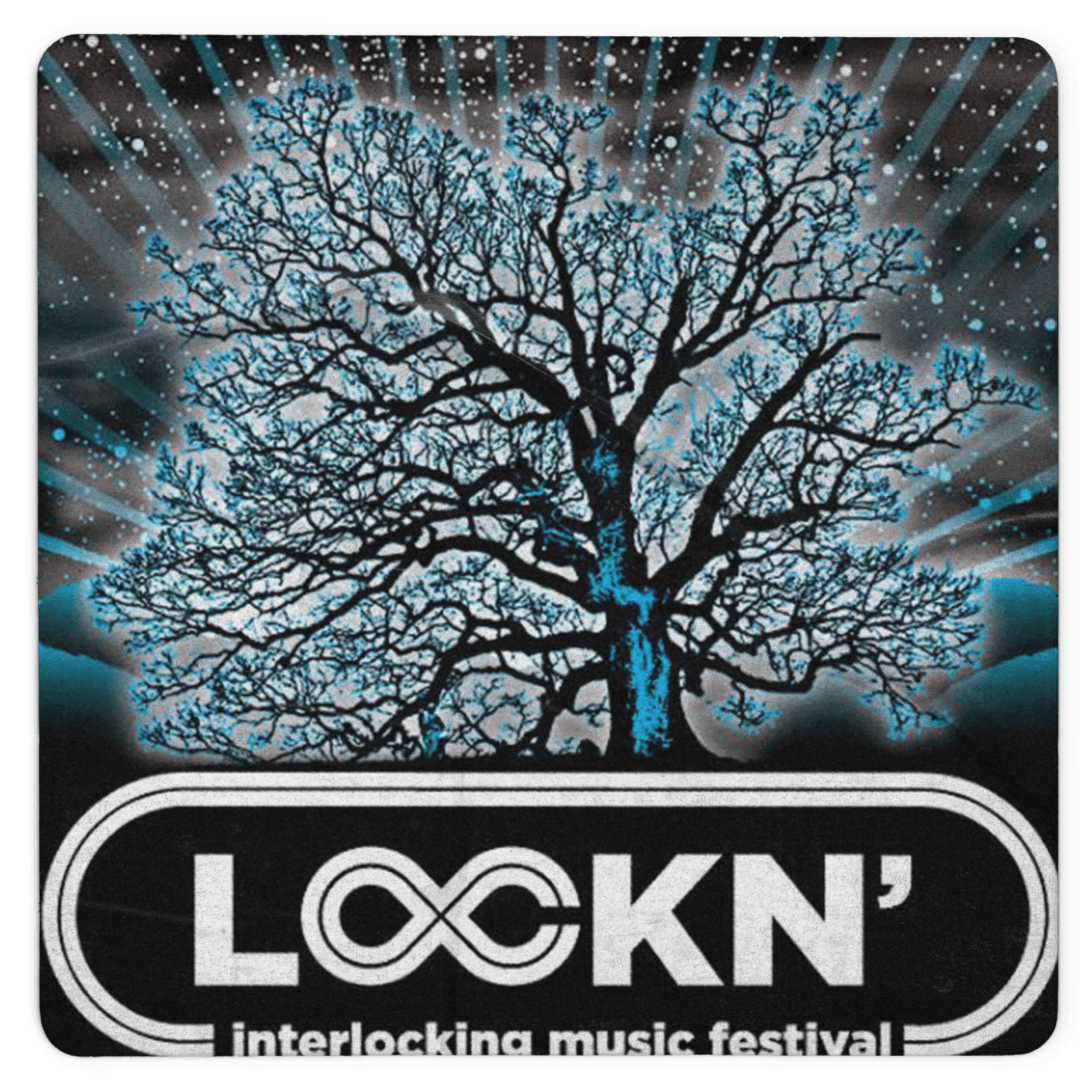 Logo for LOCKN' Festival featuring a stylized tree and illuminated background with the festival name prominently displayed.