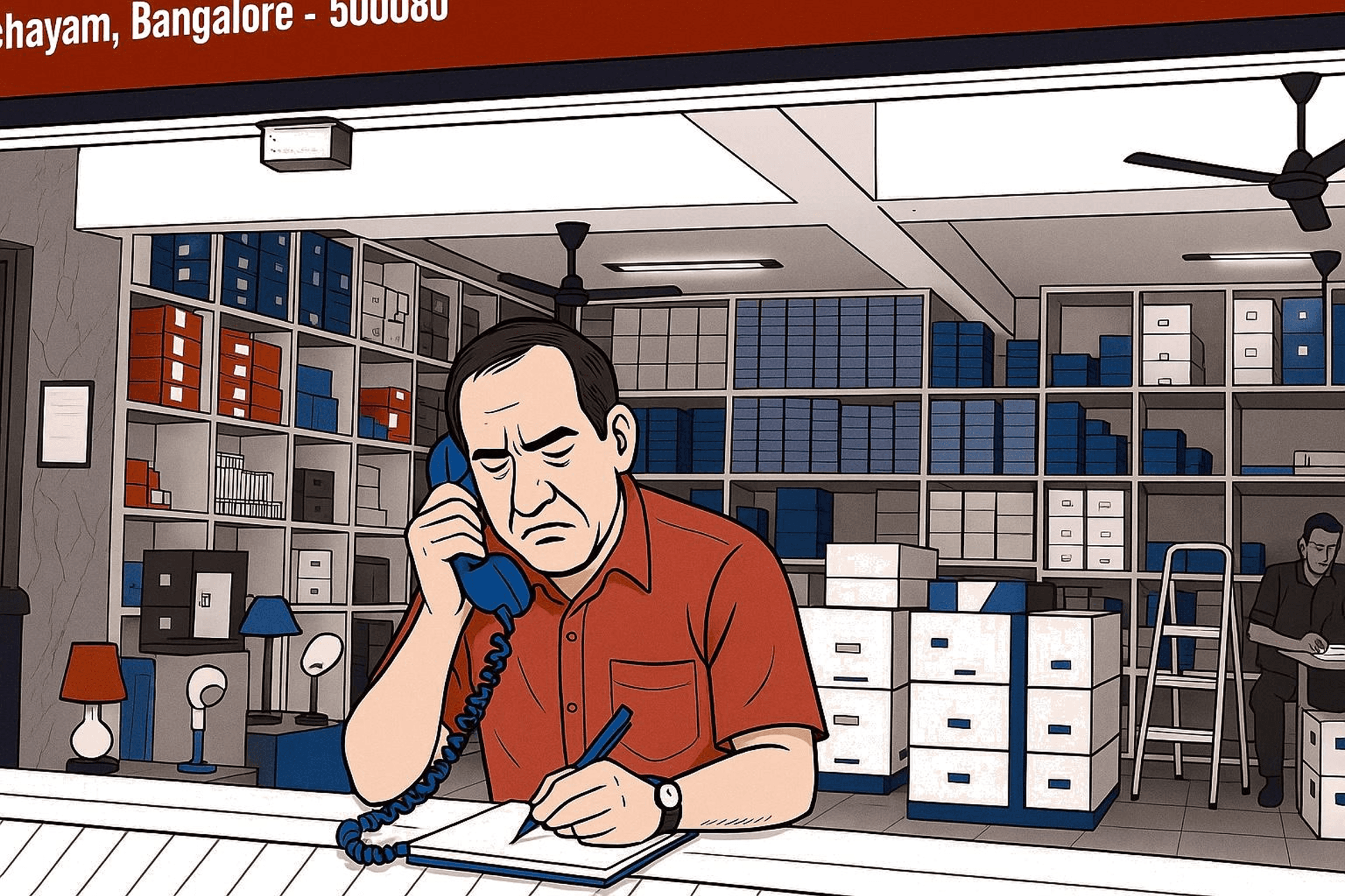 shop owner attending a call with the brands
