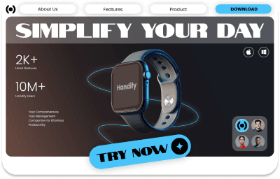 Smartwatch on casa verde framer template, "Simplify Your Day" banner.