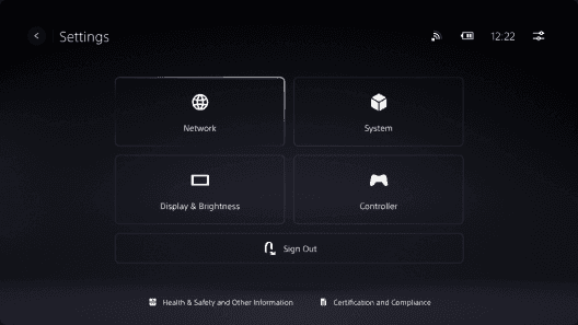 Main page: large tiles for thumb or controller.