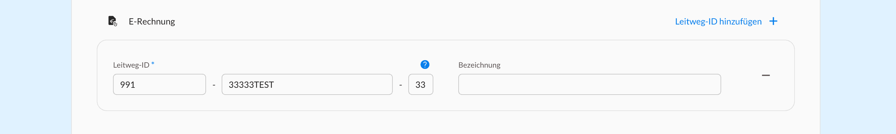Zu sehen ist das Feld der Leitweg-ID in Actaport, die direkt am Kontakt hinterlegt werden kann.