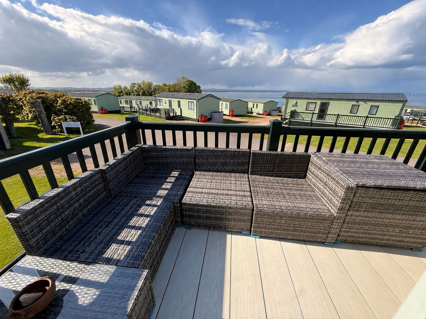 the decking entered from the cabin, perfect for drinks in the sun