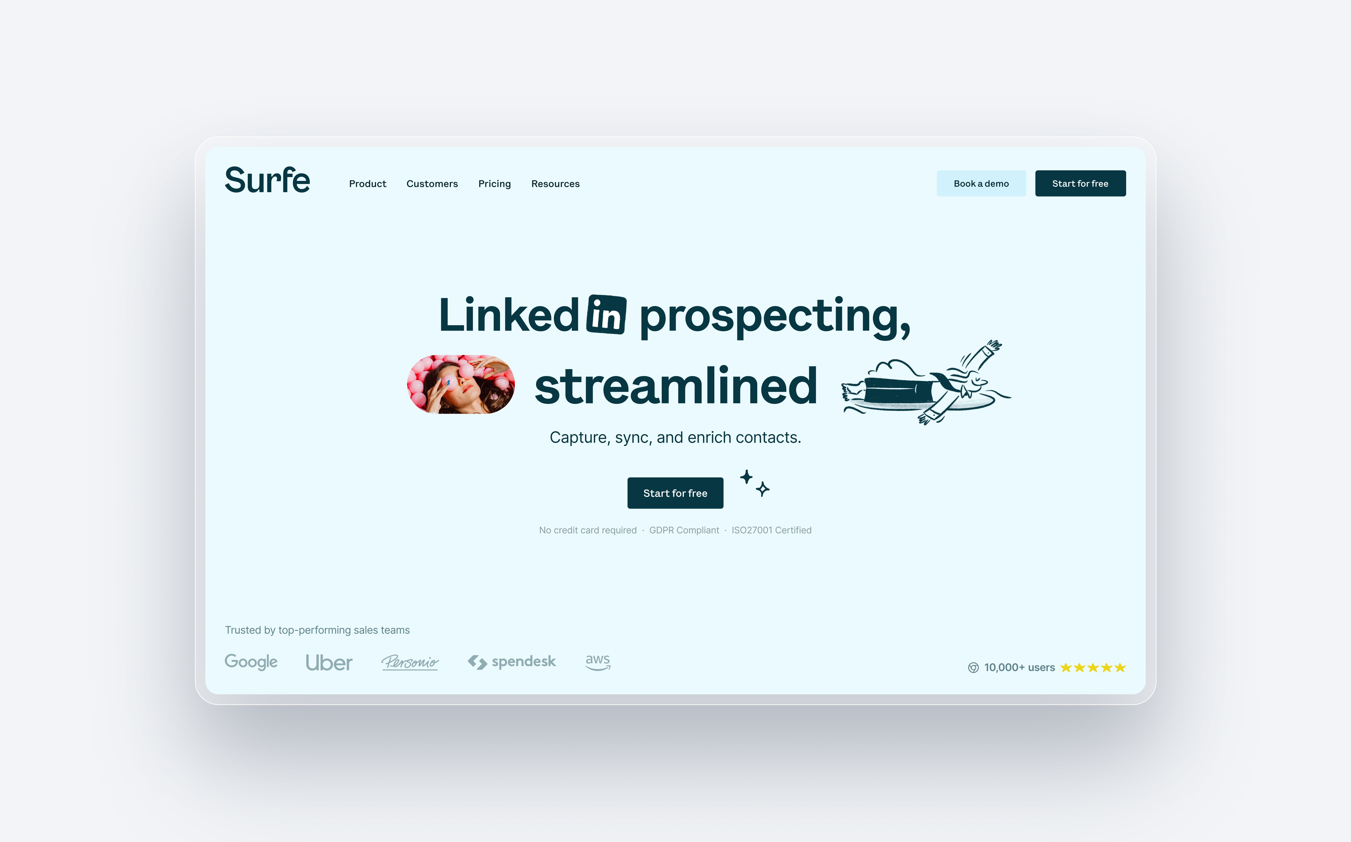Surfe Homepage UI