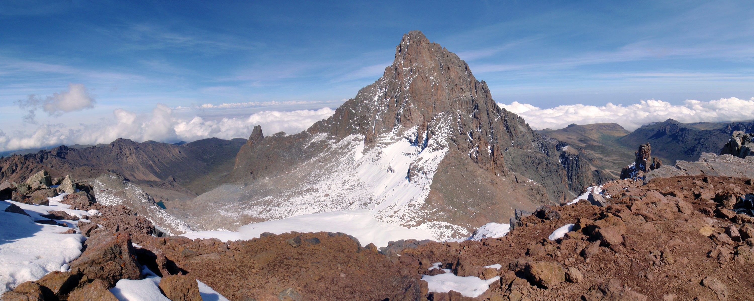 The Batian and Nelion peaks of Mount Kenya