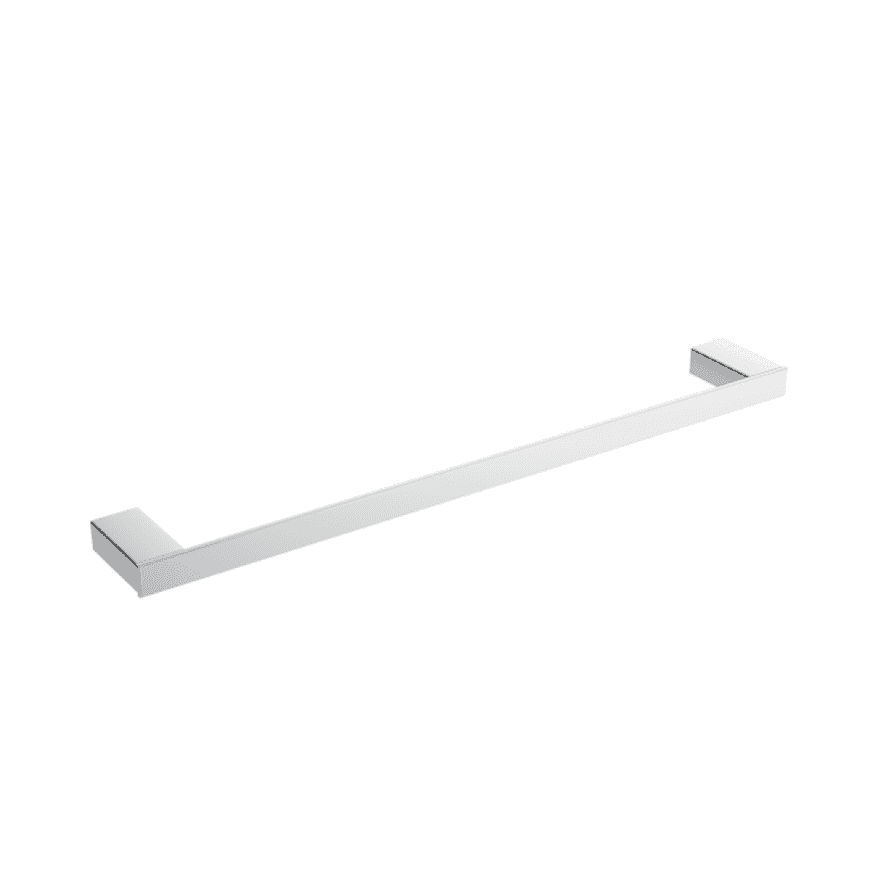 A small, simple metal rod lying flat against a white background.
