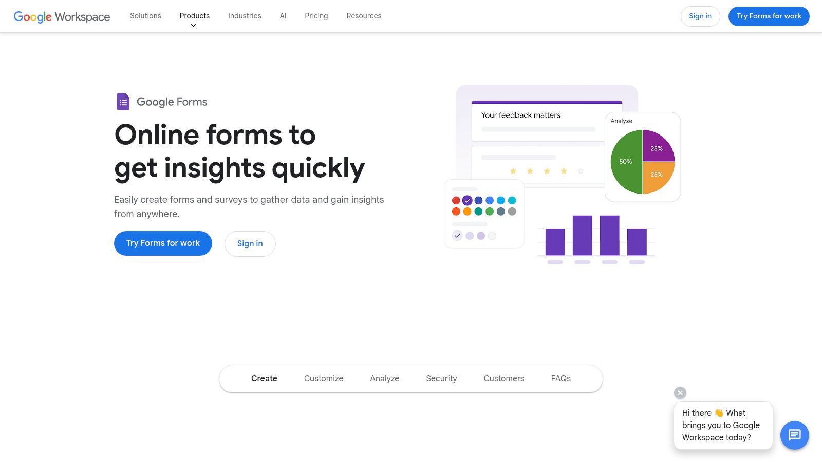 A screenshot of a simple customer feedback form created using Google Forms, showing various question types like multiple choice and text boxes.
