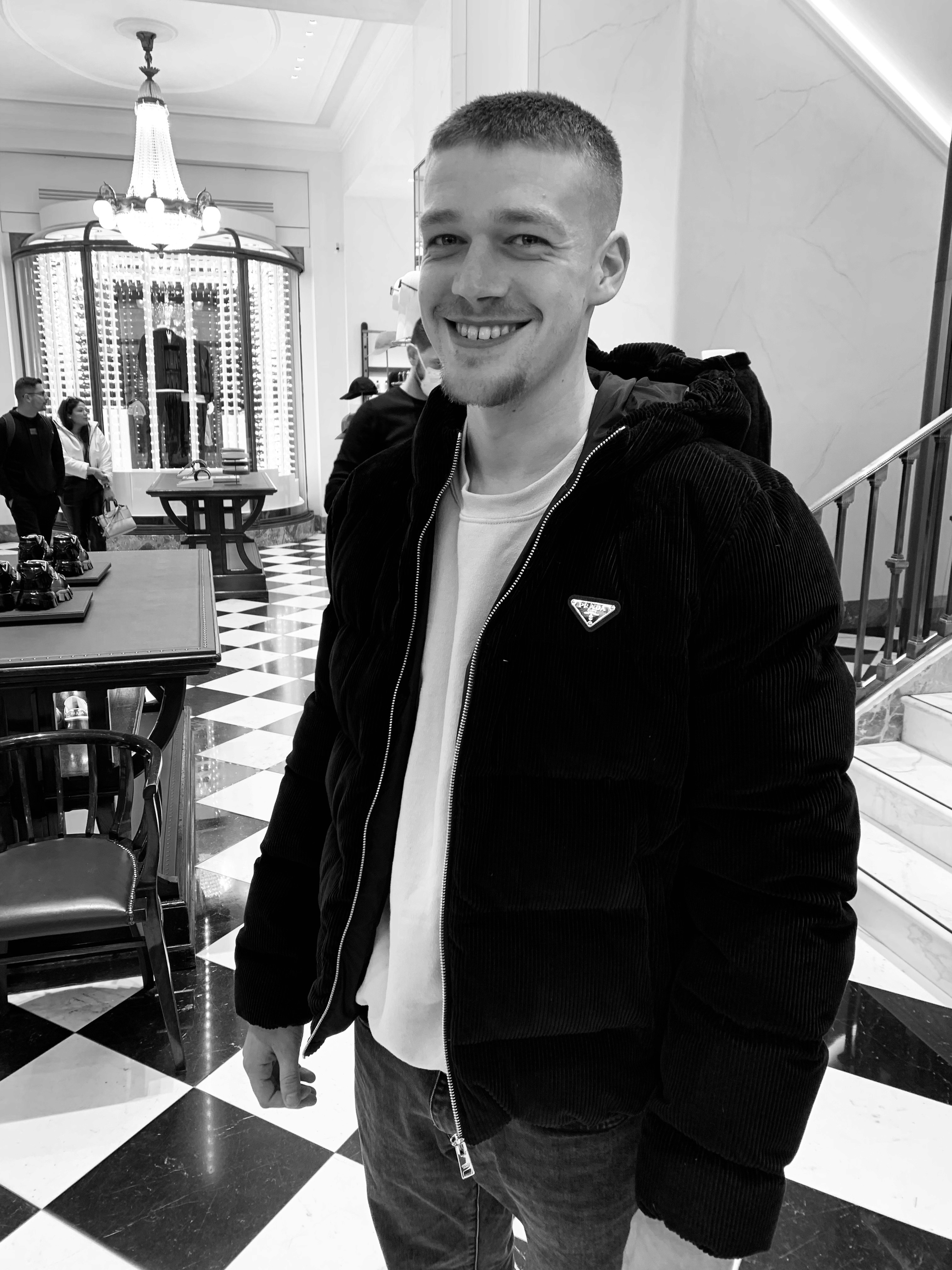 man in blue dress shirt