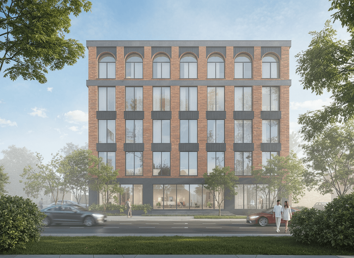 Рендер здания бытового обслуживания — проект Big Star Architects