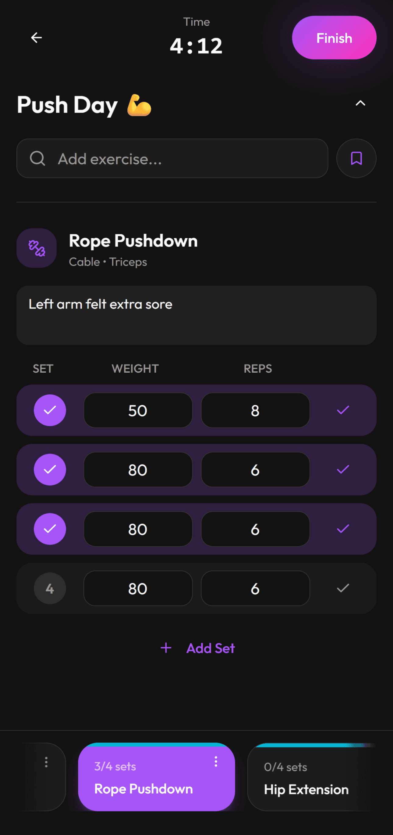 log meals and workouts fast