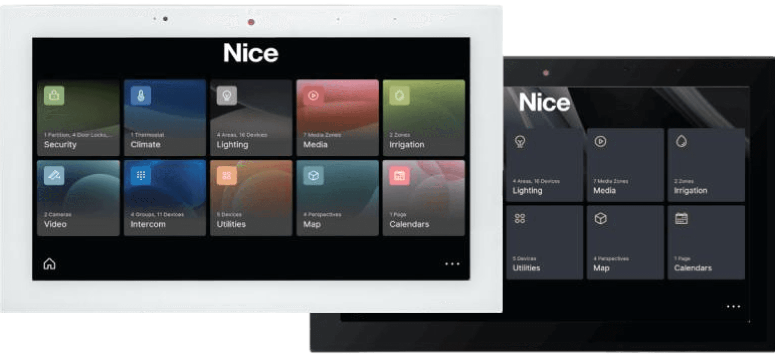 Nice smart home control panels, white and black.