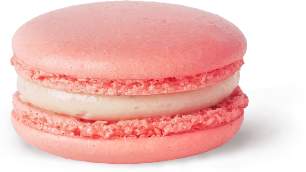Fleurs Mystérieuse macaron with strawberry, peach and tonka bean