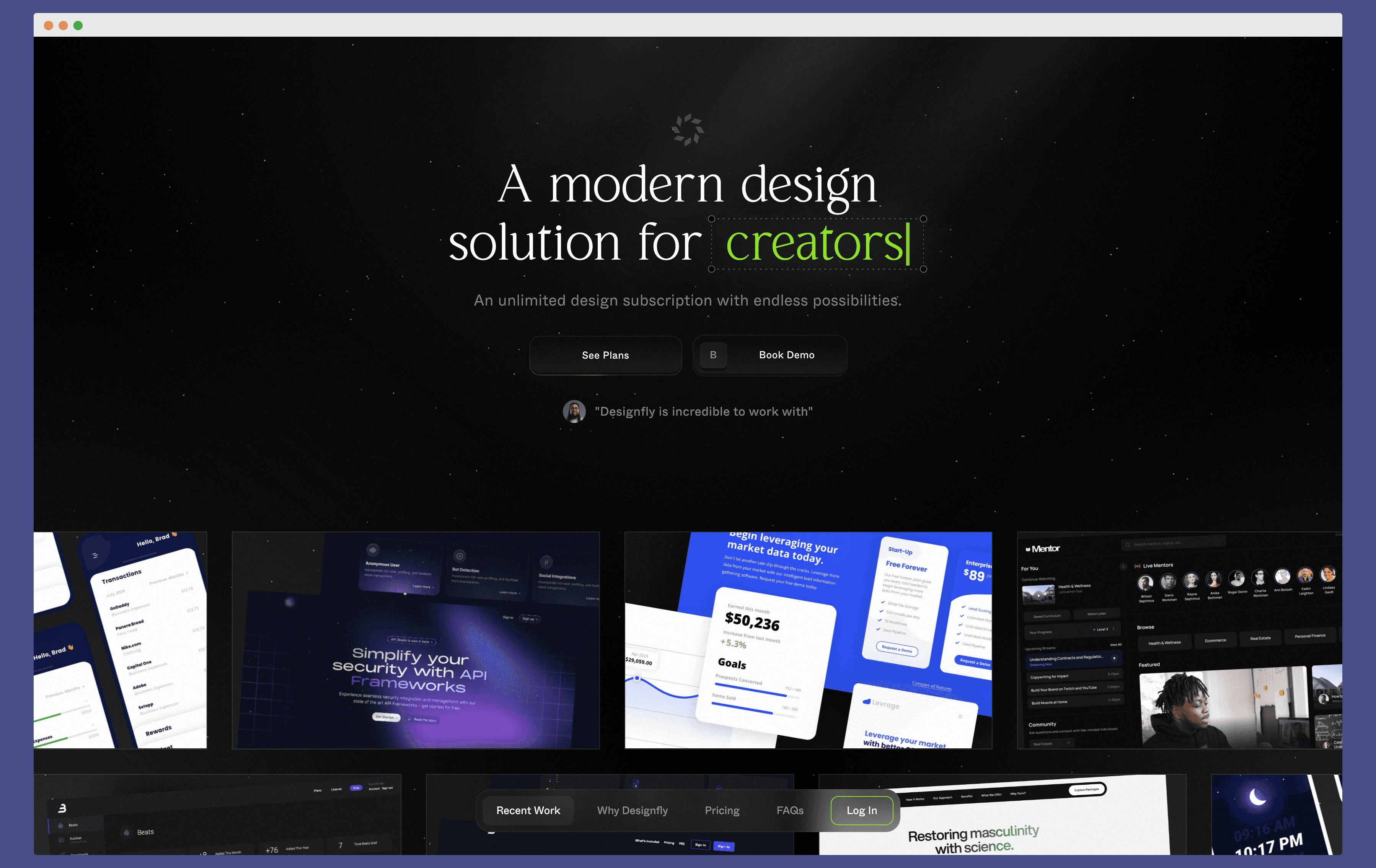 a screenshot of DesignFly landing page