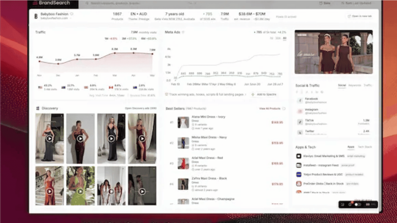 BrandSearch dashboard interface displaying analytics and performance data.