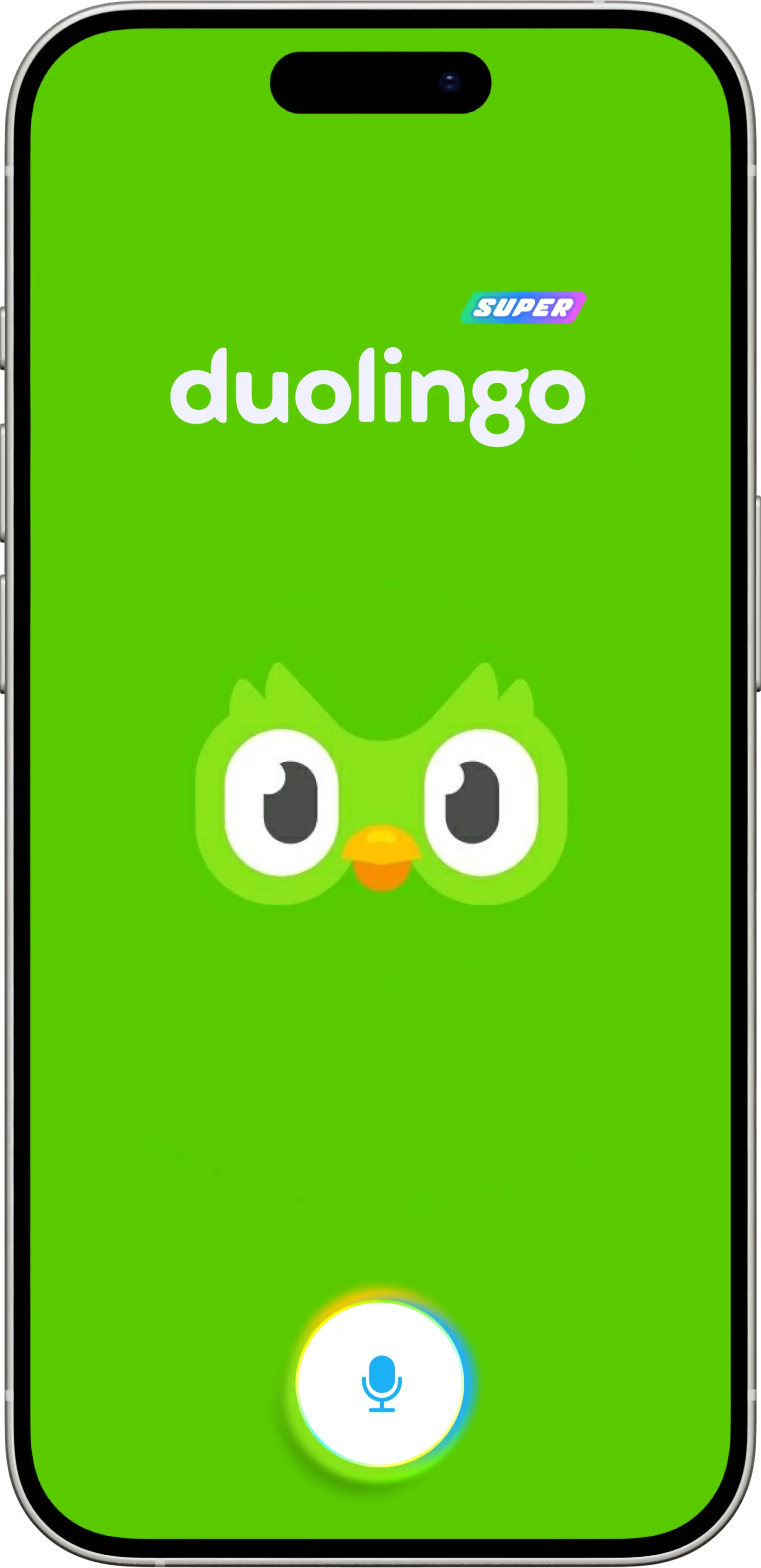DuoChat feature hero showing the chat interface and phrasebook screens designed within Duolingo's existing visual system