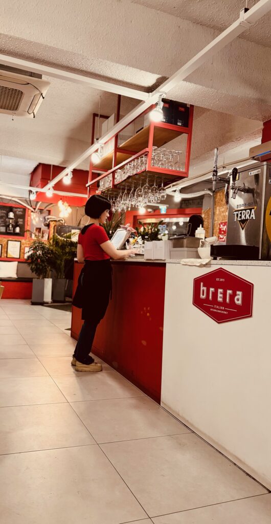 The chic decor at Brera Italian Restaurant in Seoul.