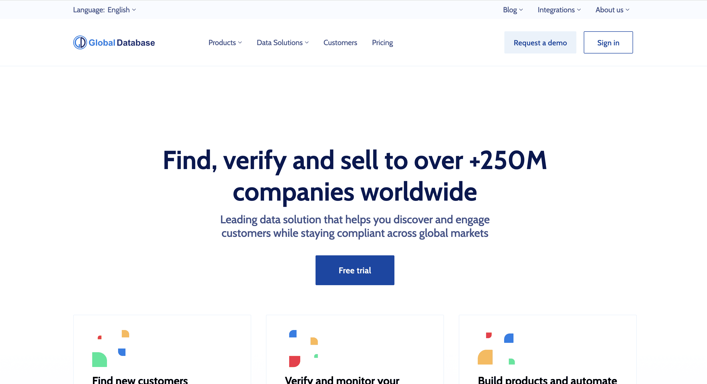 Global database homepage