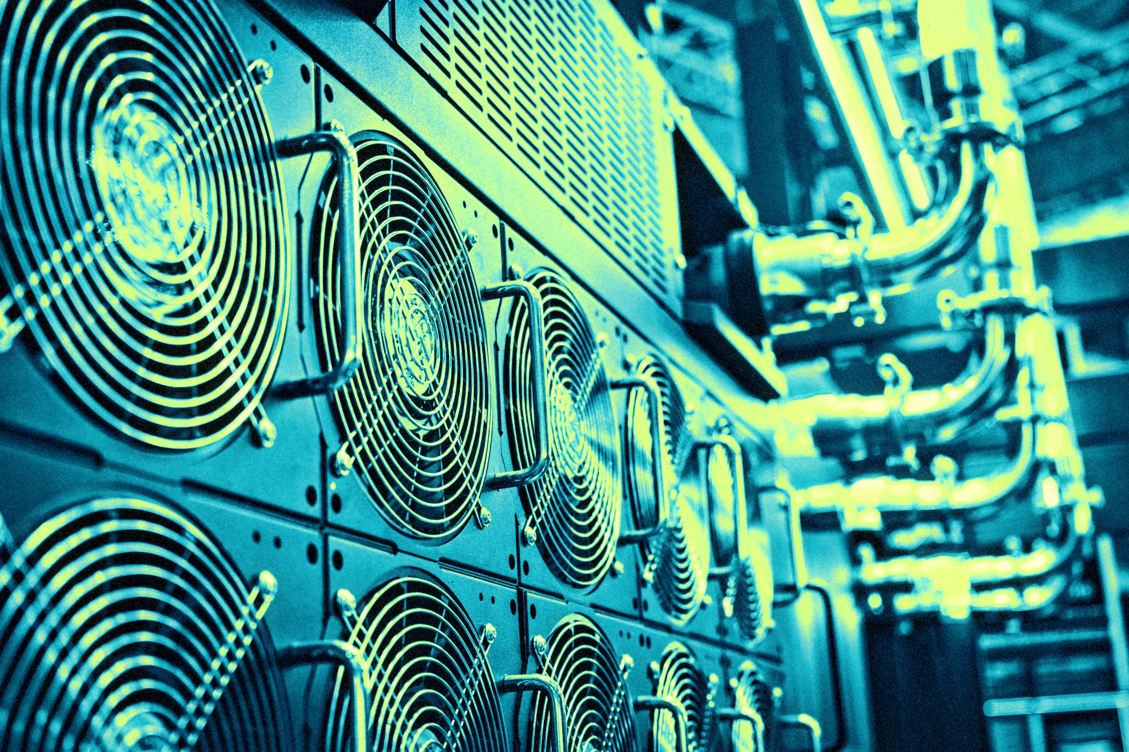 Server cooling fans and pipes in false colour