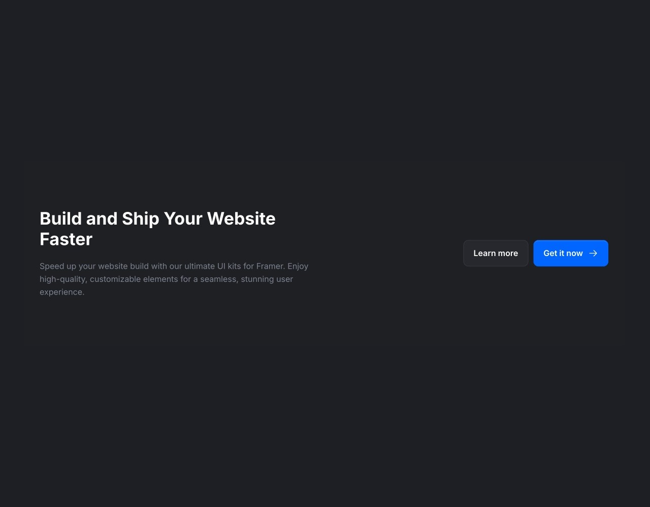 Framer Dark CTA Section - Frameblox UI