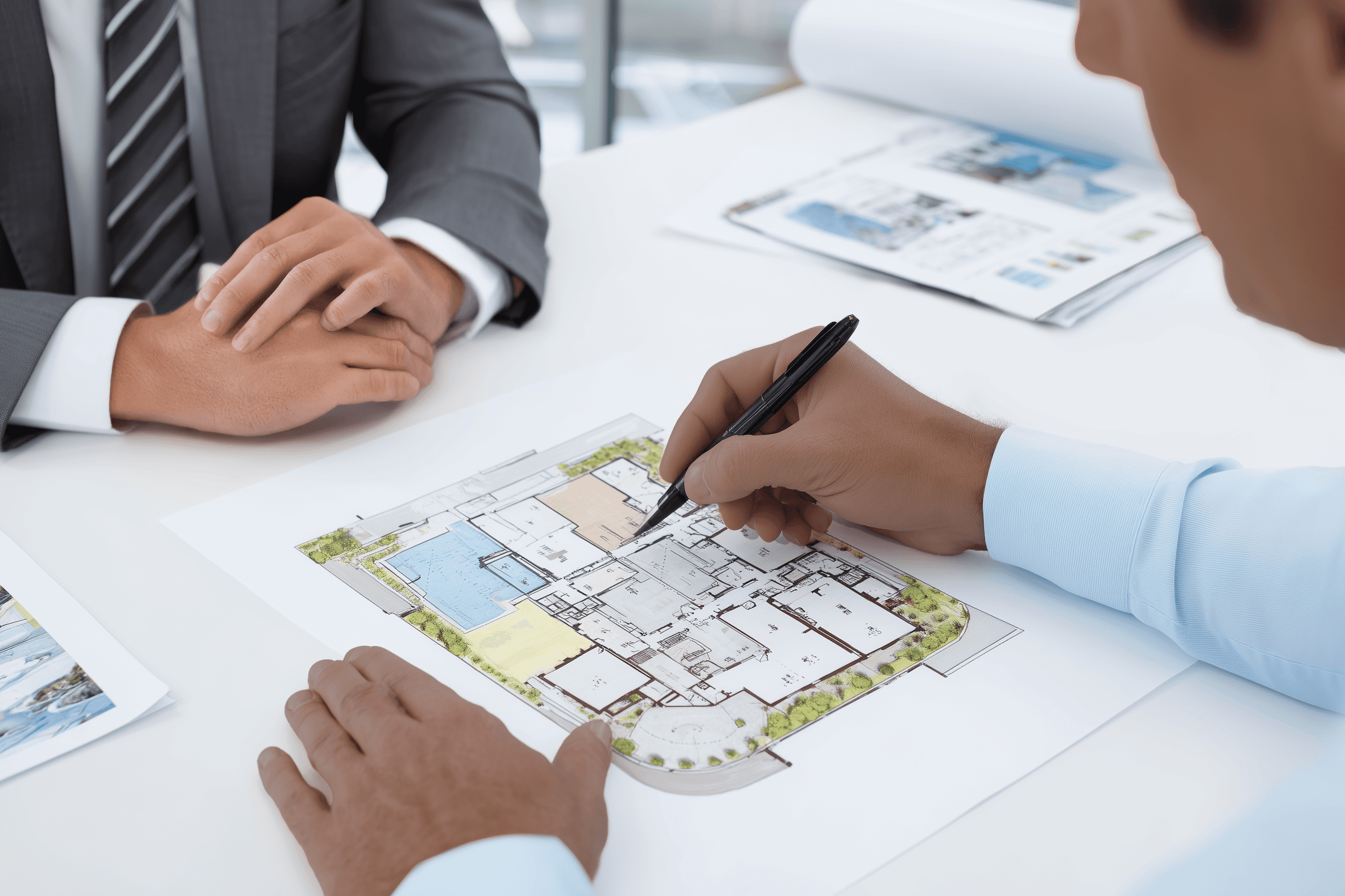 Architect Sketching and Planning with Client