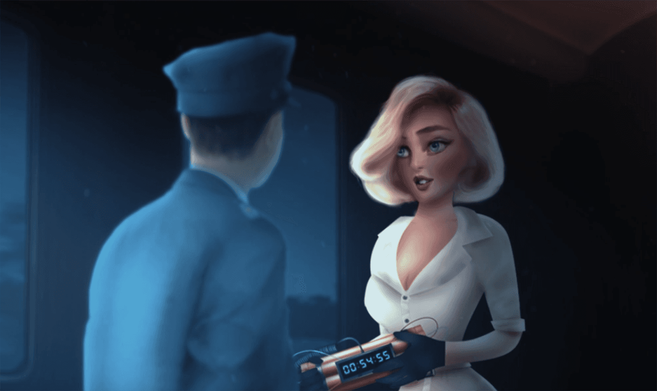 Finding the bomb in the train, the first interaction of the main character with the cop.