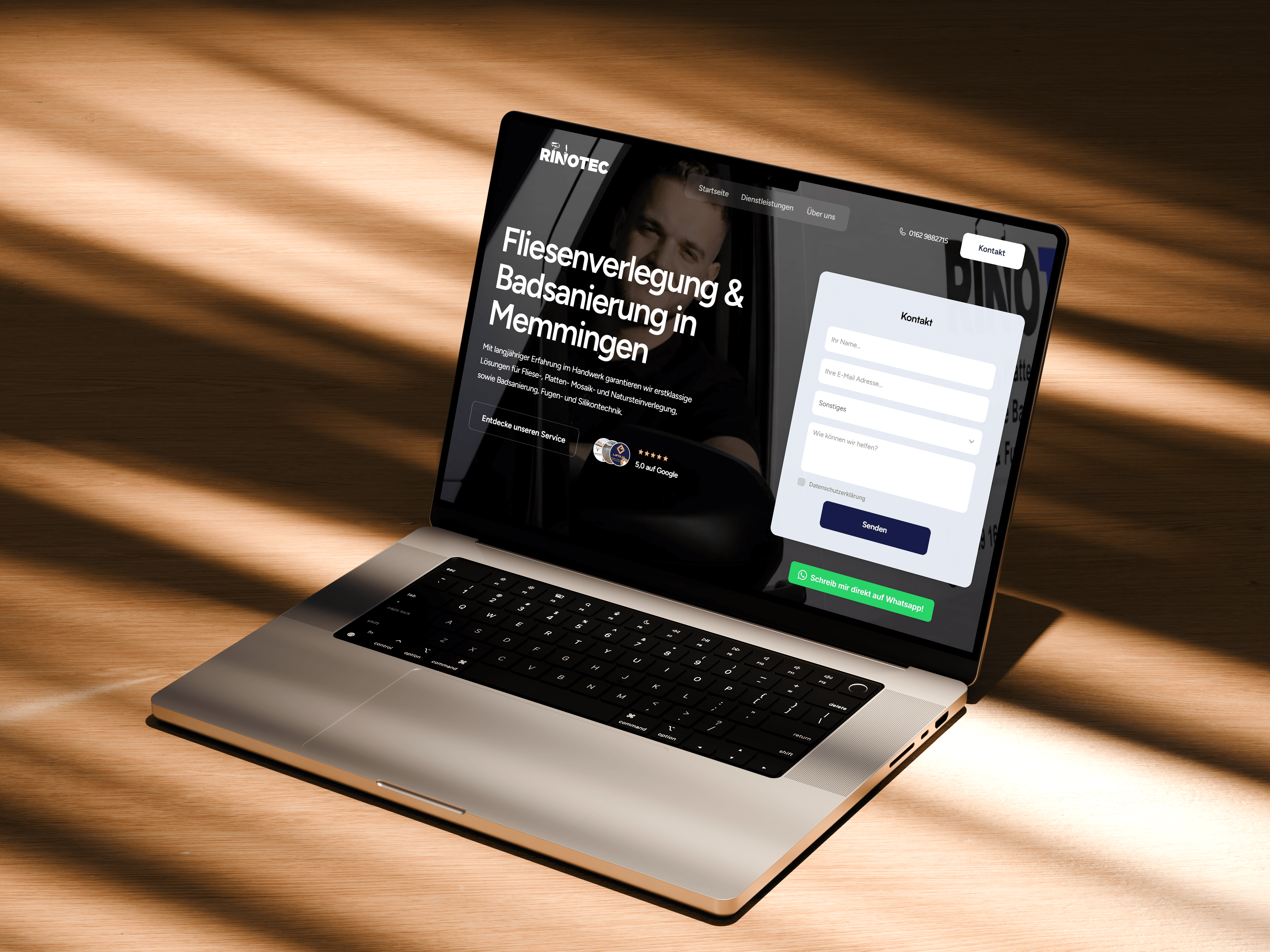 Laptop Mockup von Rinotec Website