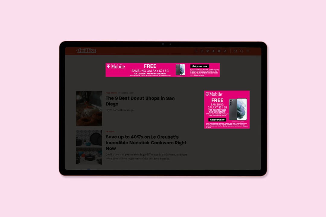 tablet showing two display ad creatives