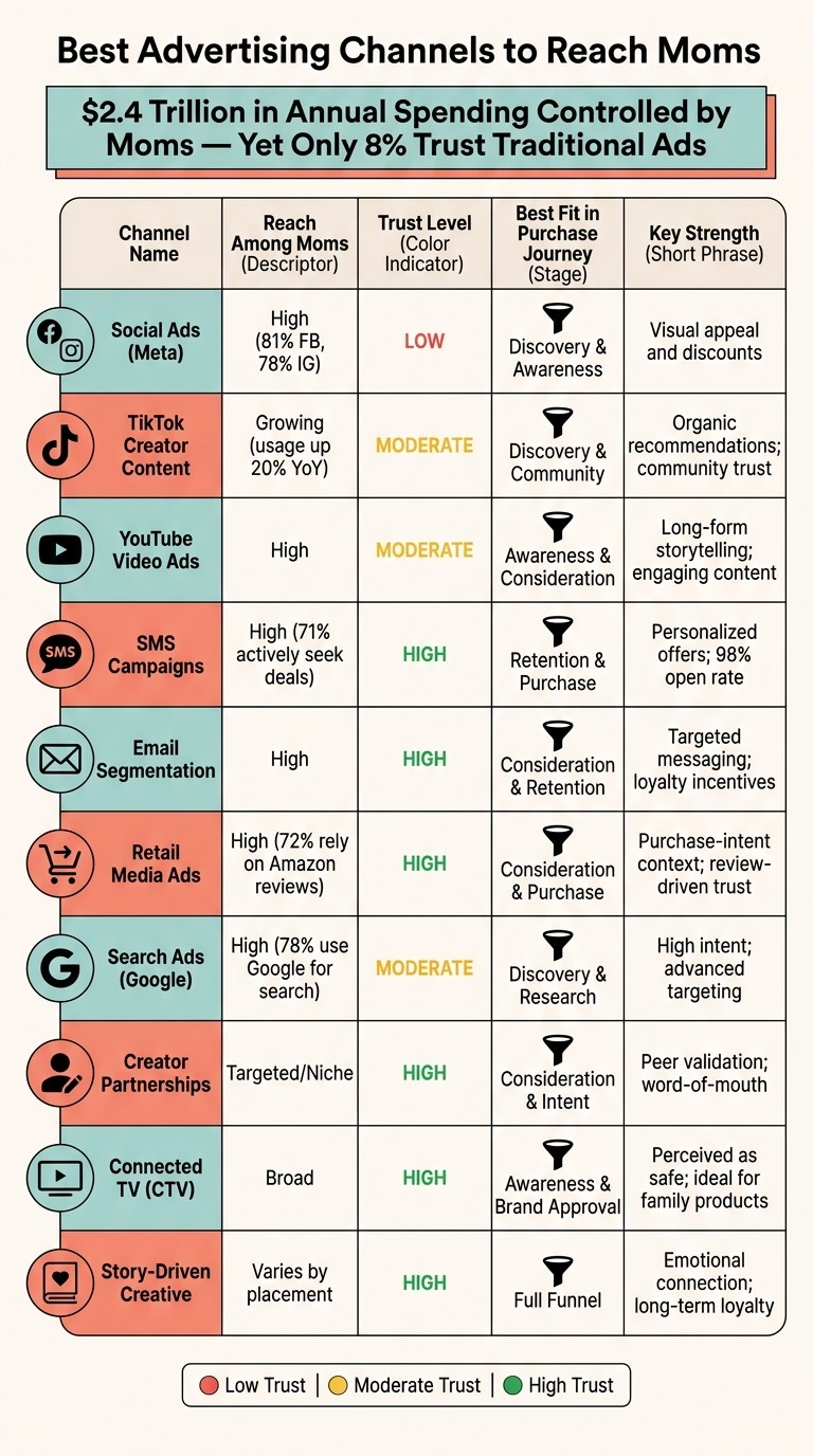Best Advertising Channels to Reach Moms: Trust, Reach & Purchase Stage