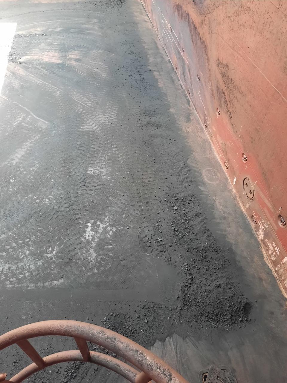 cargo hold dirty with coal tank top view