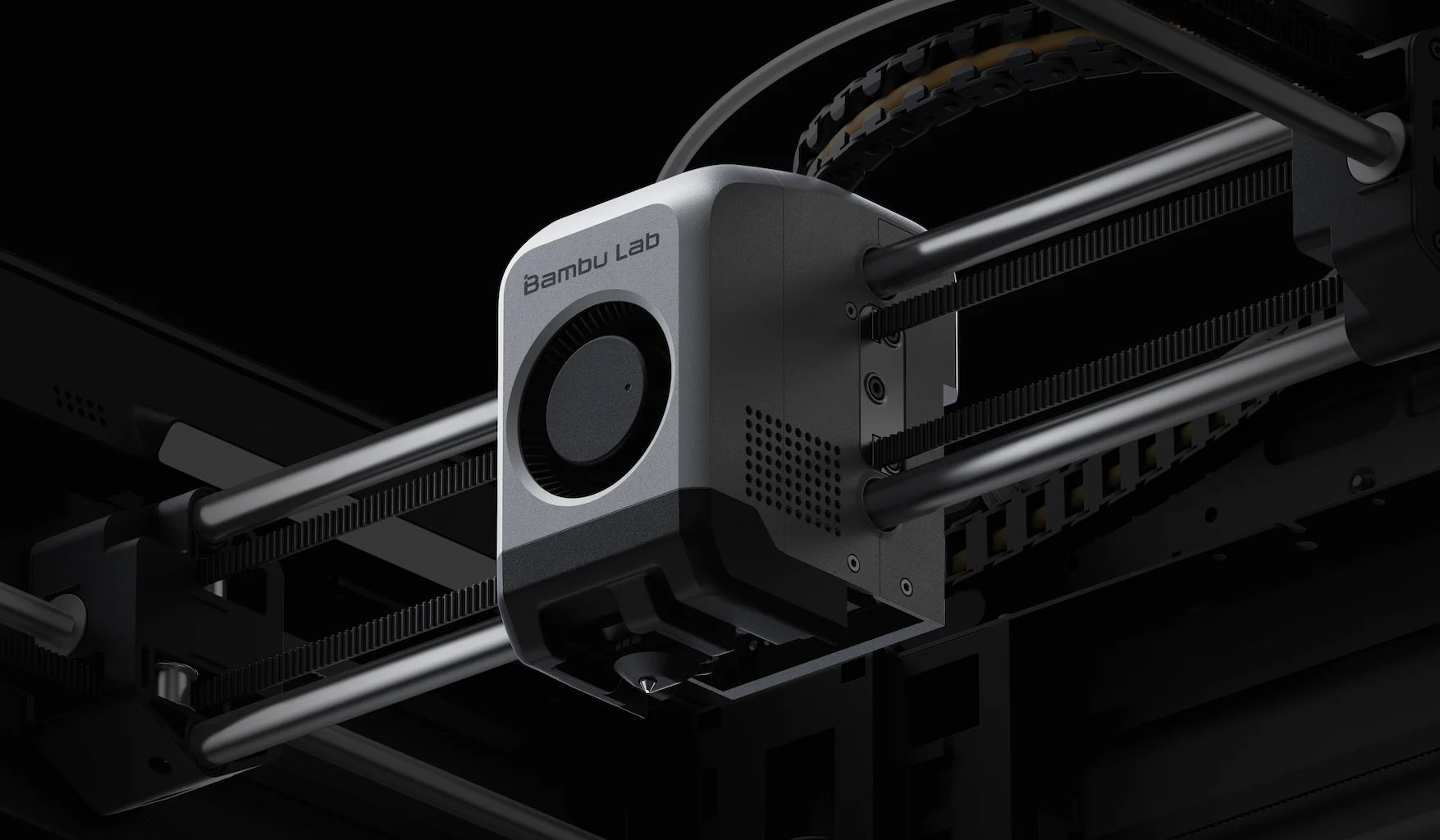 Close-up view of mechanical part for 3D printer