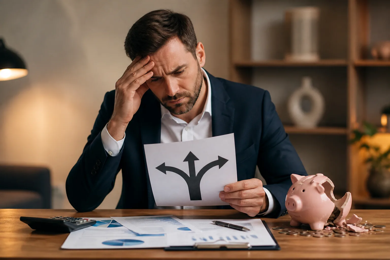 Choosing the Wrong Business Activity in Dubai beside an itemised cost breakdown with stacked coins