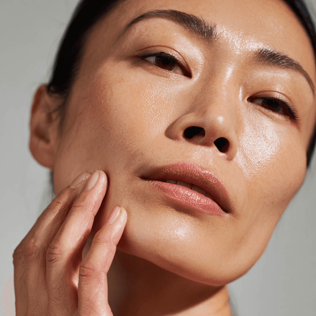 Asian women clean skin close up portrait