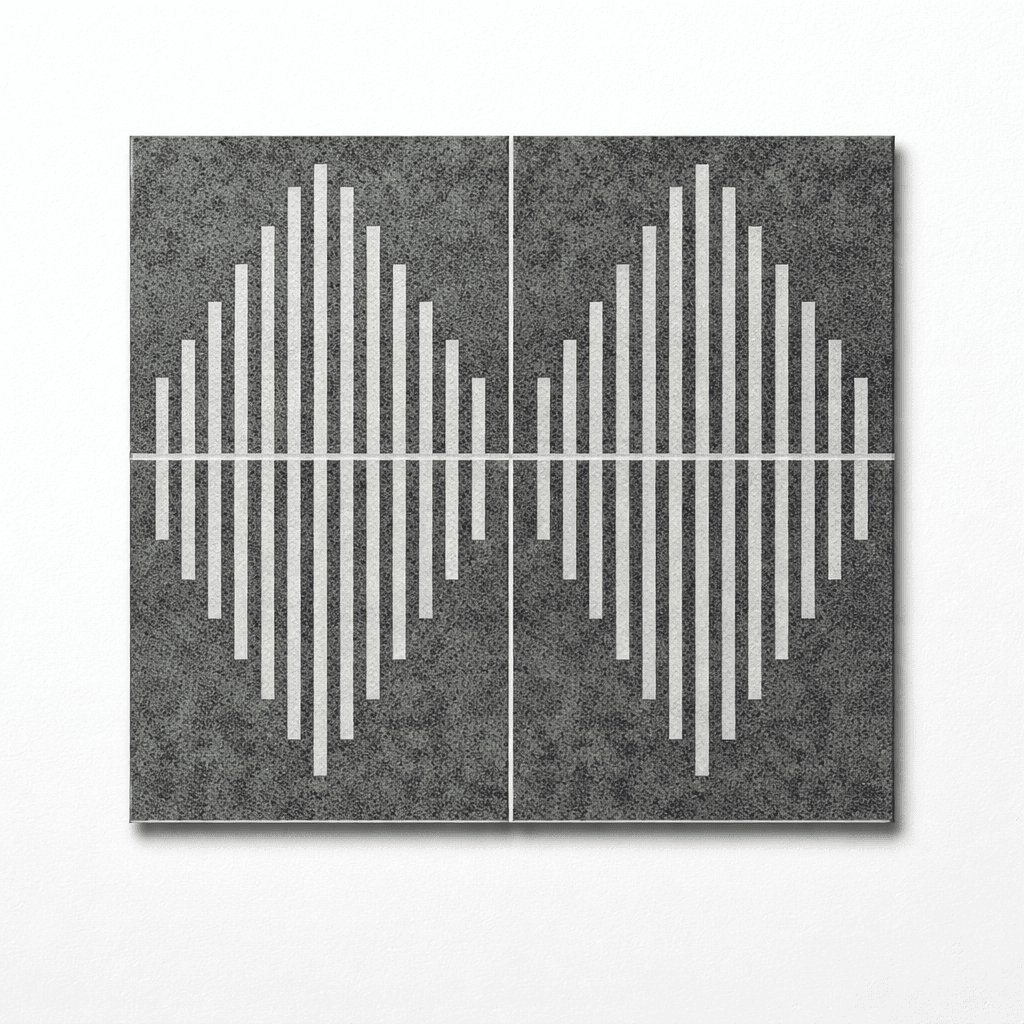 Close-up of Vervail stone tile showing vertical linear geometric pattern and textured finish