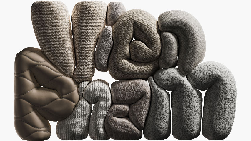 The text "Vien Pham" transformed into a cloth like material in a brightly lit environment