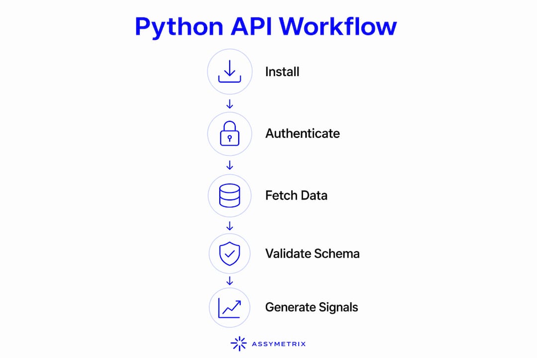 Infographic illustrating Python API workflow steps