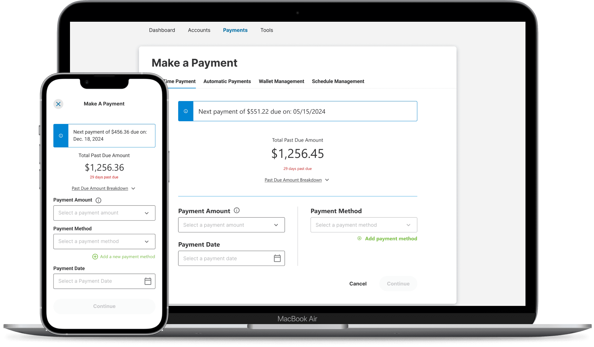 image of two devices showing the online banking portal for Crescent Bank