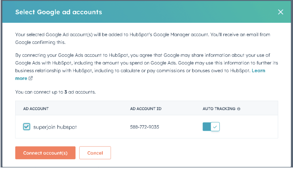 connecting google ads to hubspot