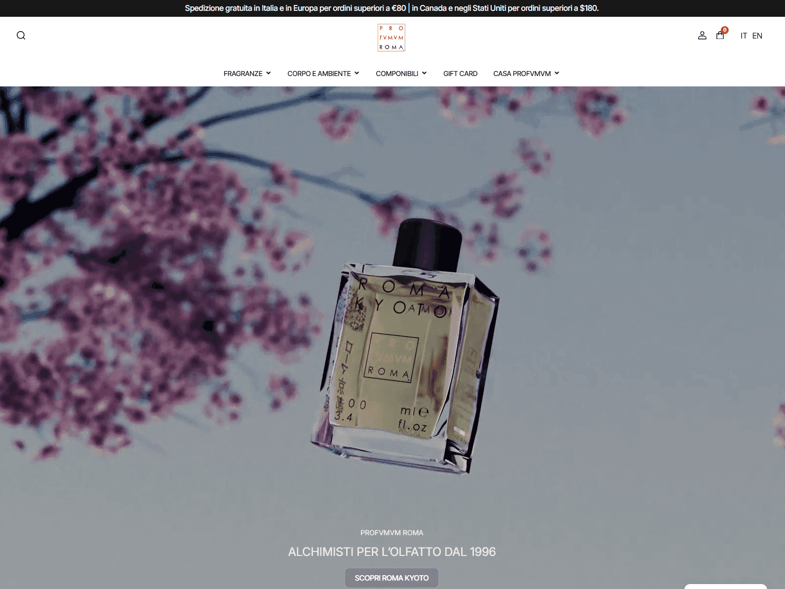 Profumum Roma website design, beauty example