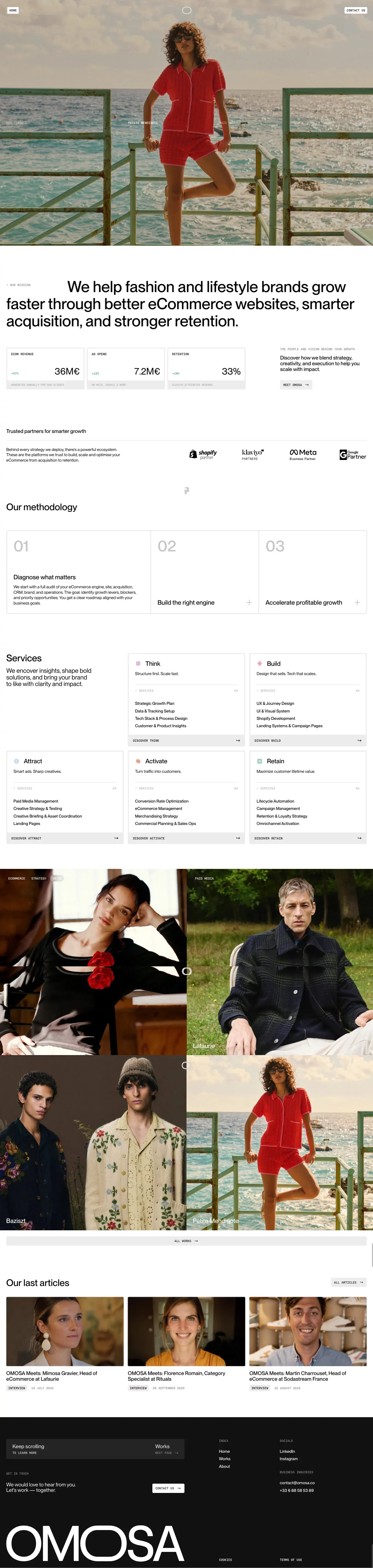 Full-service eCommerce agency portfolio page screenshot showcasing Design and Ecommerce design