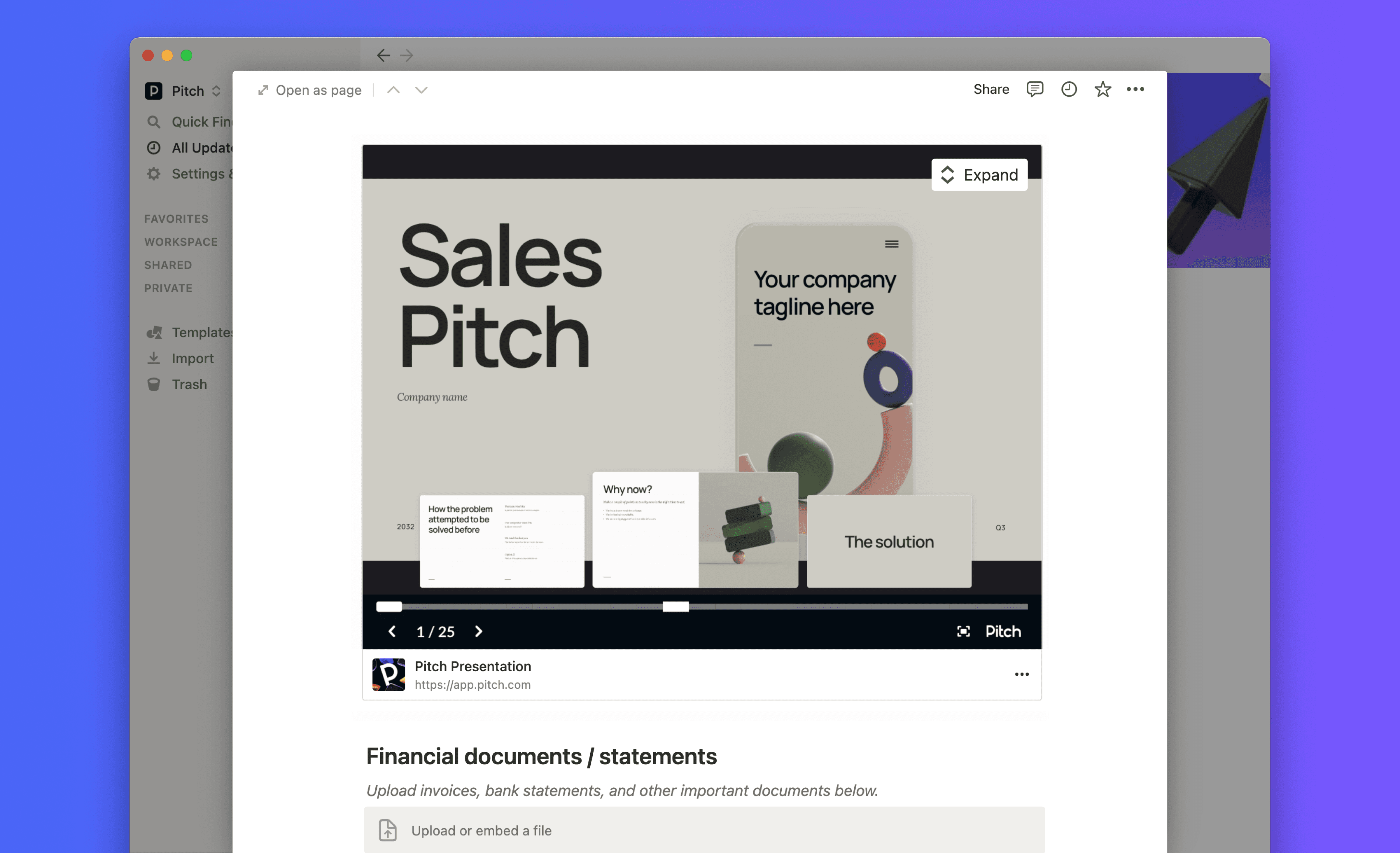 Sales deal room Notion template