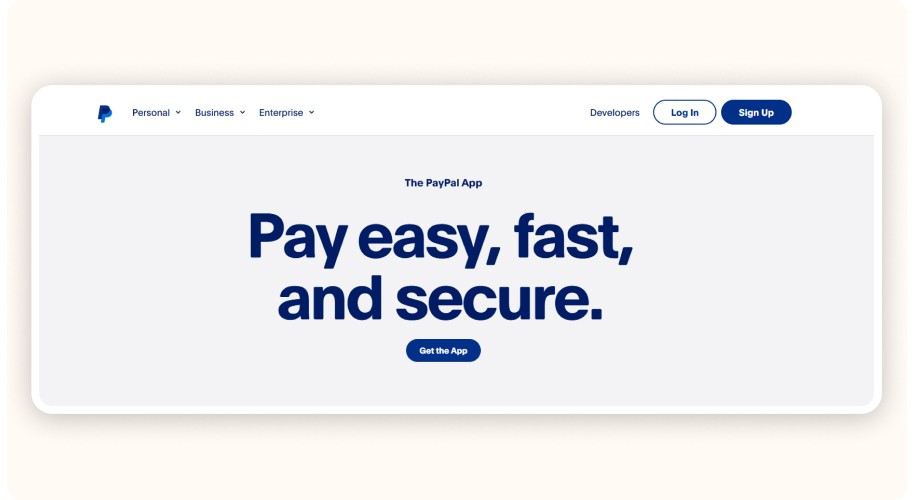 Paypal homepage
