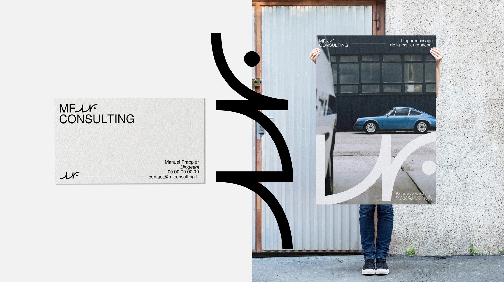 Carte de visite et affiche MF Consulting.