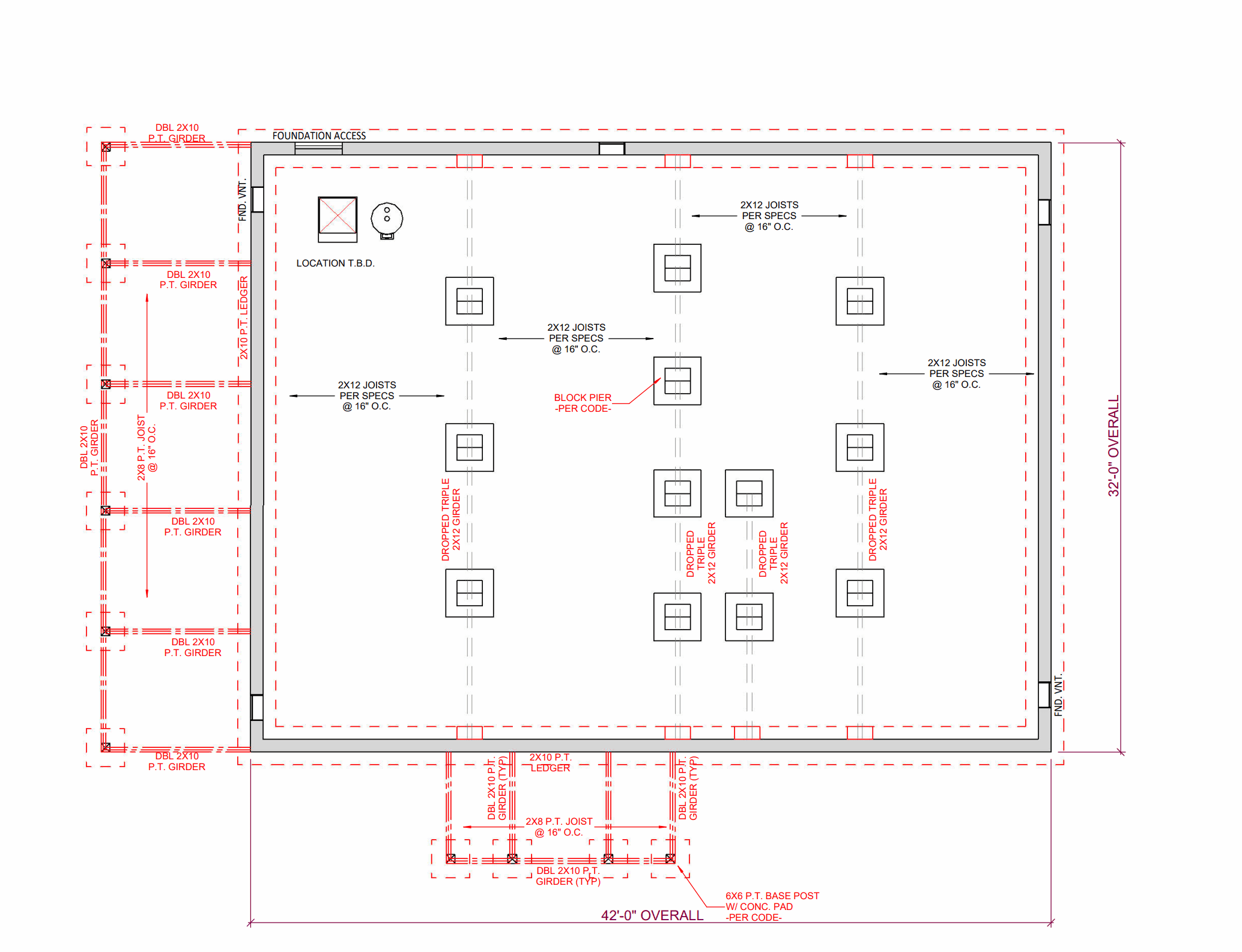 3 bed, 2.5 bath custom home floorplan