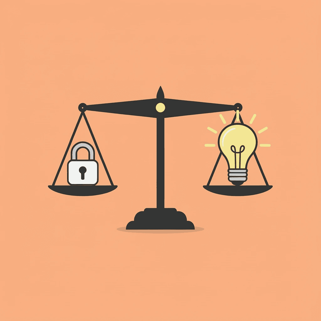 Balance scale comparing traditional SEO agency demands on left versus test-first approach on right