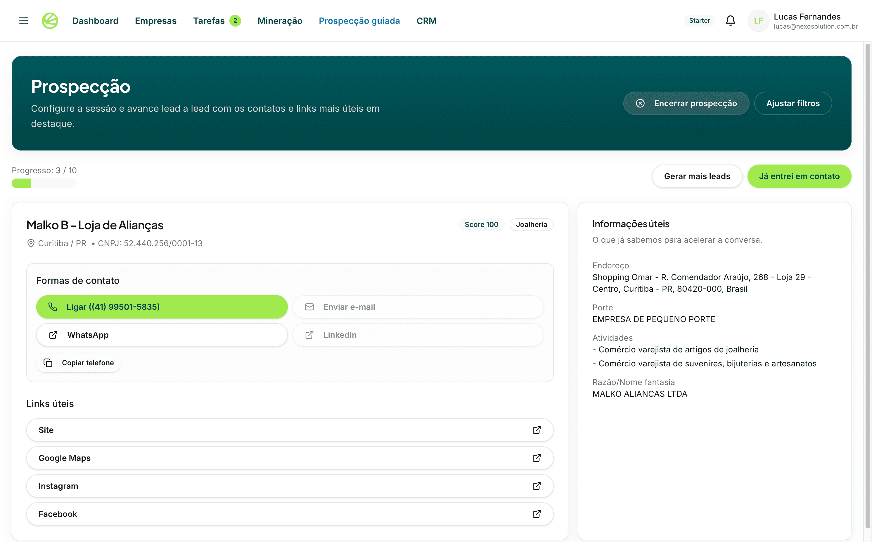Prospecção B2B guiada Torêva