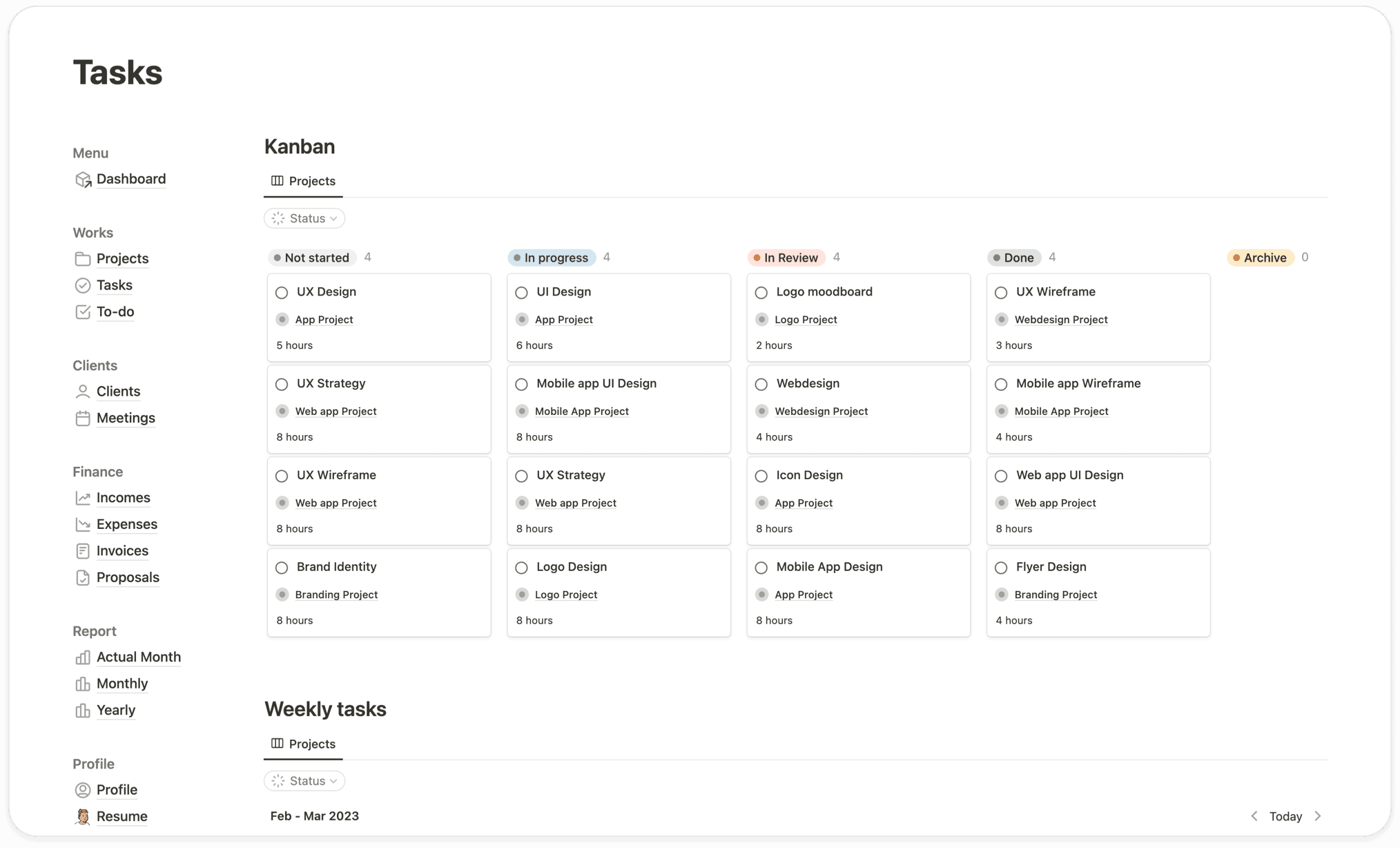 Notion Freelancer Board Template